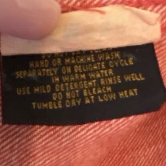 ❤️ Eddie Bauer Womens M Petite Red Denim Trucker Jacket Vintage Seattle ❤️ - Picture 9 of 9